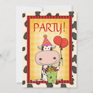 Invitación Vaca - Fiesta del cumpleaños del niño