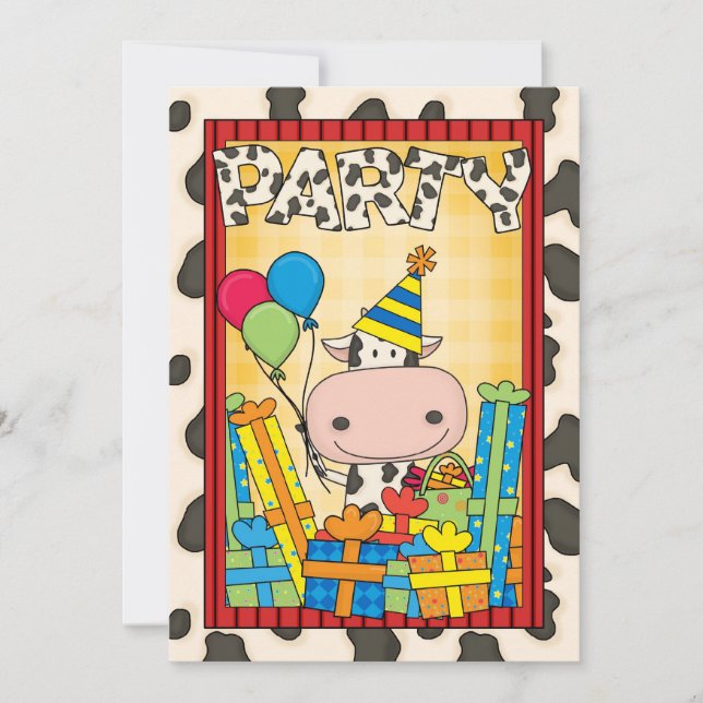 Invitación Vaca - Fiesta del cumpleaños del niño (Anverso)