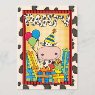 Invitación Vaca - Fiesta del cumpleaños del niño