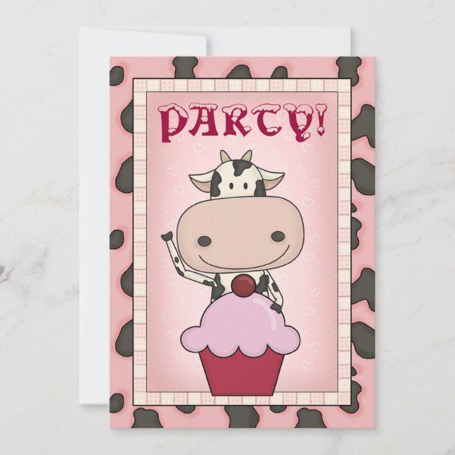 Invitación Vaca - fiesta del patinaje del helado y de hielo (Anverso)