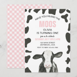 Invitación Vaca ¿Has oído muus rosa Cuadro de cumpleaños