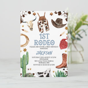 Invitación Vaca Imprimir Vaquero Mi Primer Rodeo Primer Cumpl