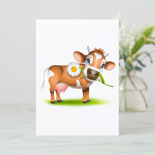 Invitación Vaca lechera Personalizado con flores y hierba (Subido por el creador)