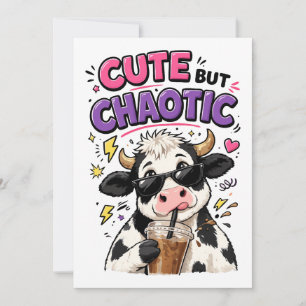 Invitación Vaca linda pero caótica con café con hielo
