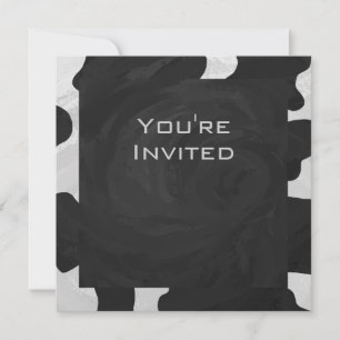 Invitación Vaca monográfica en blanco y negro