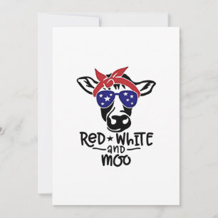 Invitación Vaca patriótica roja y moro 4 de julio