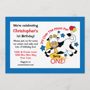Invitación Vaca por luna primer cumpleaños