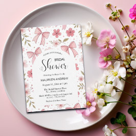 Invitación Vaca rosa preppy y ducha de novia floral