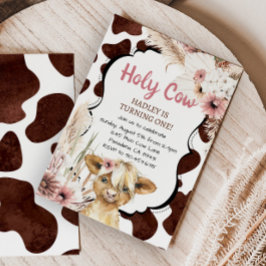 Invitación Vaca rosada de la región montañosa de Boho Soy Chi