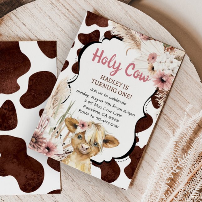 Invitación Vaca rosada de la región montañosa de Boho Soy Chi (Subido por el creador)