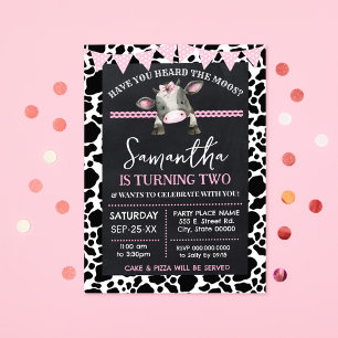 Invitación Vaca rosada has oído el cumpleaños de los Moos