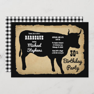 Invitación Vaca rústica 30 cumpleaños Fiesta Barbeque