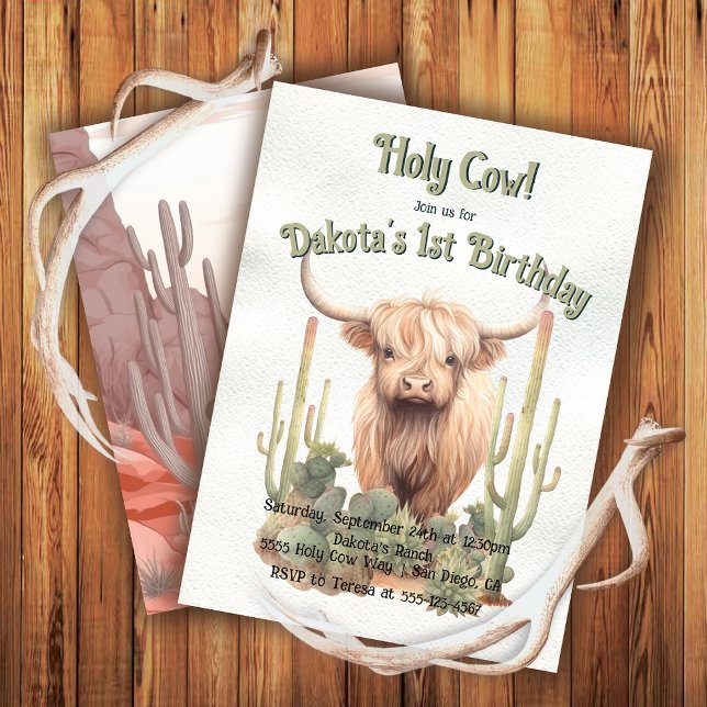 Invitación Vaca sagrada convertida en un cumpleaños de vaca e (Subido por el creador)