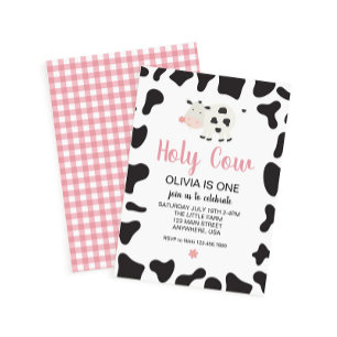 Invitación Vaca Sagrada Cumpleaños de una margarita de gingha