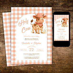 Invitación Vaca Sagrada Estamos Teniendo Un Bebé Cuadros Rúst