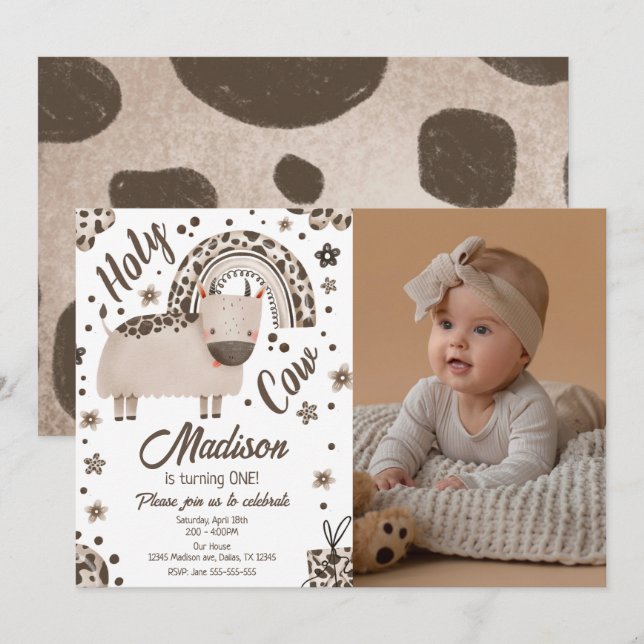 Invitación Vaca Sagrada Soy una granja de estampado de vaca m (Anverso / Reverso)
