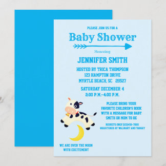 Invitación Vaca Saltó Sobre El Baby Shower De La Enfermería D