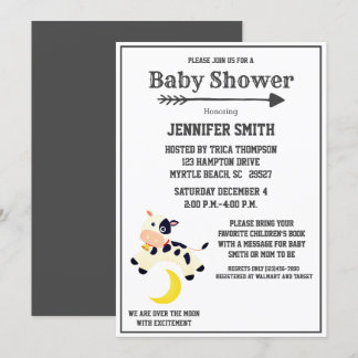 Invitación Vaca Saltó Sobre El Baby Shower De La Enfermería D