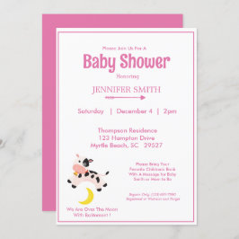 Invitación Vaca Saltó Sobre El Baby Shower Pink De La Enferme