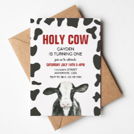 Invitación Vaca Santa Soy un cumpleaños de comida roja