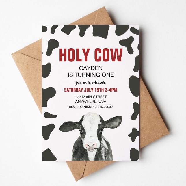 Invitación Vaca Santa Soy un cumpleaños de comida roja (Subido por el creador)
