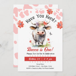 Invitación Vaca tiene a su Chica de primer cumpleaños