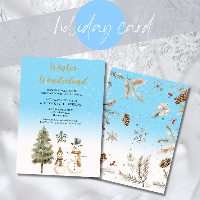 Invitación Vacaciones azules de invierno en Wonderland (Subido por el creador)