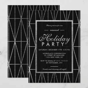 Invitación Vacaciones corporativas en invierno negro y geomét