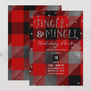 Invitación Vacaciones de jingle y mingle de color rojo platea