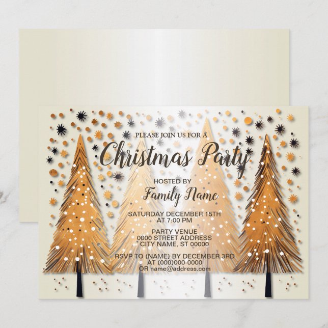 Invitación Vacaciones de los Árboles de Navidad brillantes co (Anverso / Reverso)