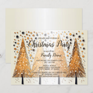 Invitación Vacaciones de los Árboles de Navidad brillantes co
