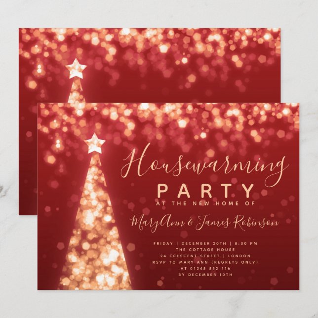 Invitación Vacaciones de los Navidades de los Fiestas "Gold & (Anverso / Reverso)