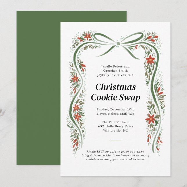 Invitación Vacaciones de los Navidades del Green Bow y Poinse (Anverso / Reverso)