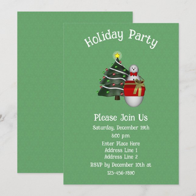 Invitación Vacaciones de Navidades actuales de árbol de nieve (Anverso / Reverso)