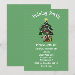 Invitación Vacaciones de Navidades actuales de árbol elfo cúb