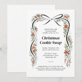 Invitación Vacaciones de Navidades de Black Bow y Poinsettias