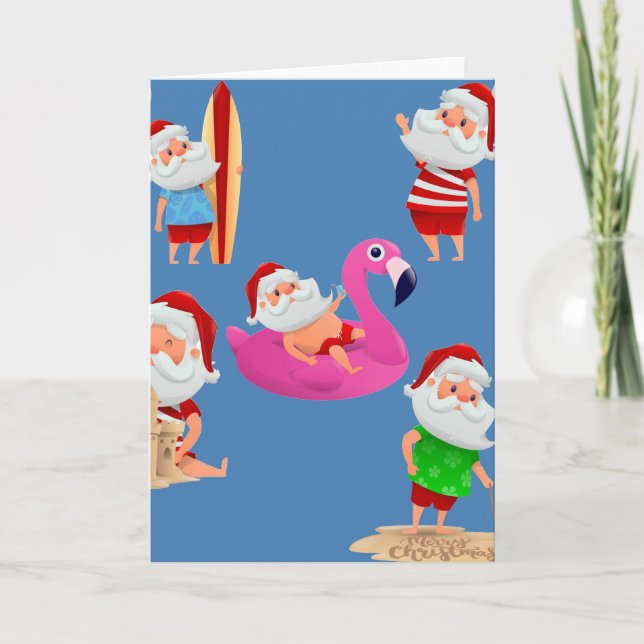 Invitación vacaciones de santa claus en la playa de navidad (Anverso)