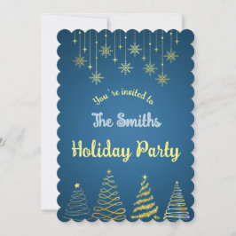 Invitación Vacaciones doradas y azules