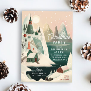 Invitación Vacaciones en el pueblo de montaña Snowley   Fiest