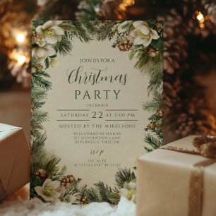 Invitación Vacaciones en invierno de pino y berry