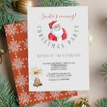 Invitación Vacaciones en invierno | Fiesta de Santa Navidades<br><div class="desc">Invierno feriado de Navidades rojos y grises Invitación del Partido al estilo moderno de la tipografía con una acuarela de la cabeza de Santa Claus, una campanilla, bayas huecas y estilizadas copas de nieve al revés. Personalízalo con tus detalles! Adecuado para fiestas de invierno de temporada - casa abierta /...</div>
