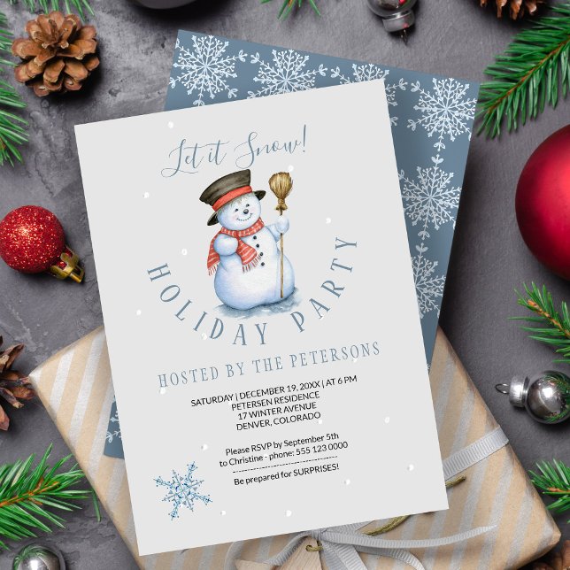 Invitación Vacaciones en invierno | Fiesta Snowman Azul moder (Subido por el creador)