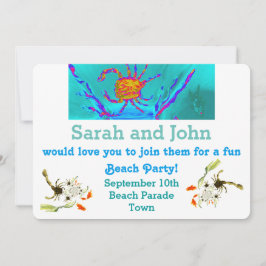 Invitación Vacaciones en la playa, el Guay Crab Art Seaside