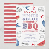 Vacaciones estadounidenses BBQ Fiesta Azul Blanco 