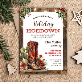 Invitación Vacaciones Hoedown Navidades occidentales Fiesta C