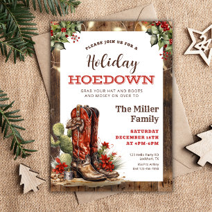 Invitación Vacaciones Hoedown Navidades occidentales Fiesta C