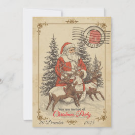 Invitación Vacaciones planas de Navidad vintage