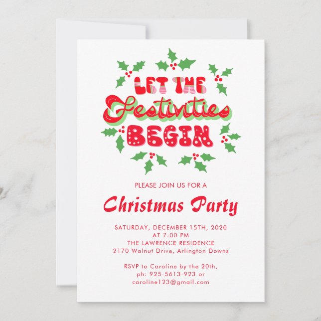 Invitación Vacaciones Que Las Festividades Empiecen Fiestas N (Anverso)