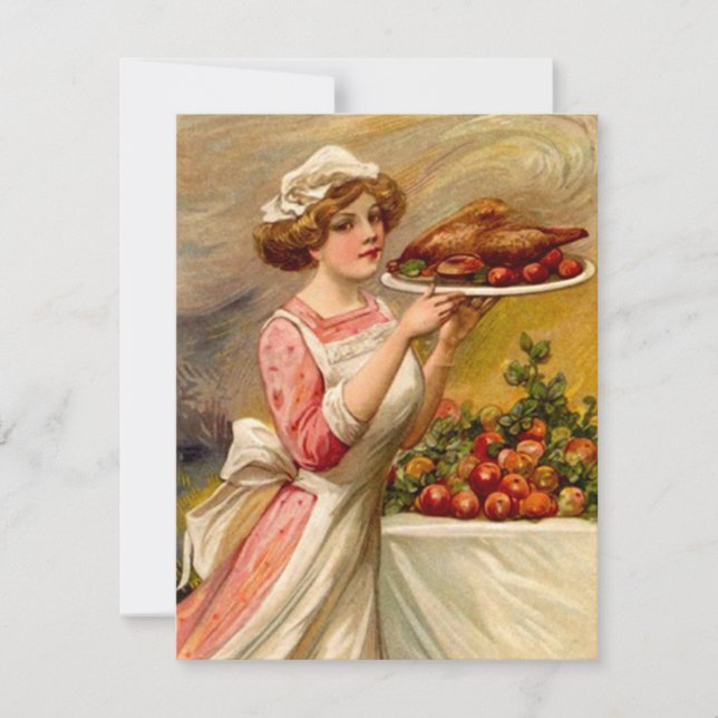 Invitación Vacaciones Vintage de Acción de Gracias (Anverso)