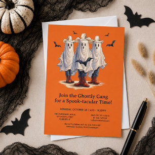Invitación Vacas locas fantasmas del oeste de Halloween